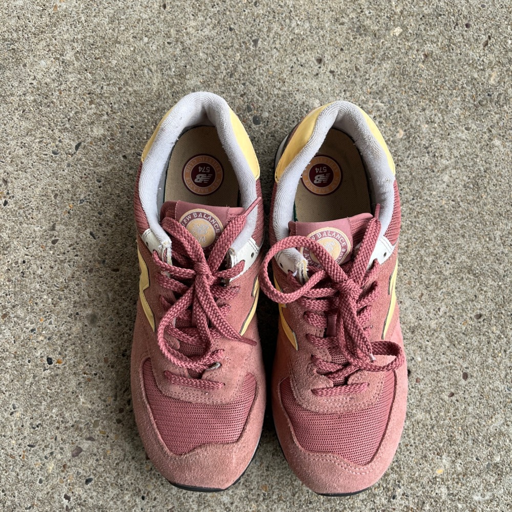 New Balance 574 Rose Yellow Suede Mesh Sneakers WL574HD2 Womens 10 Low Top Shoes - Picture 4 of 9